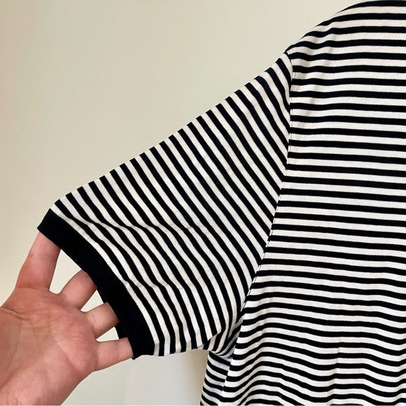 Theory Veran Tact Pique Striped Tee Blue and White Stripe Size XXL - Picture 6 of 9